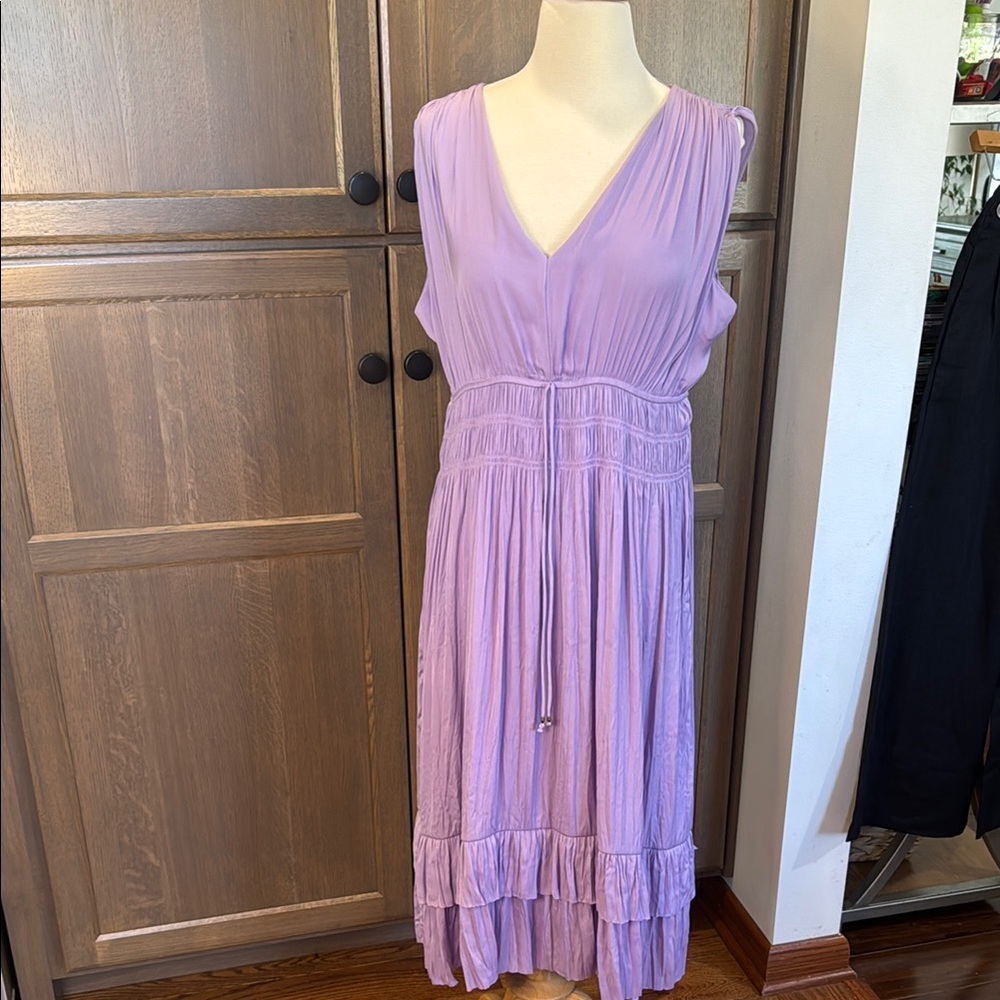 WHBM Sleeveless Satin Midi Dress